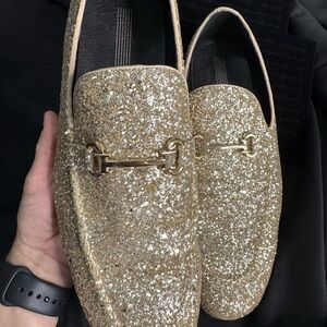 Gold Glitter Loafers